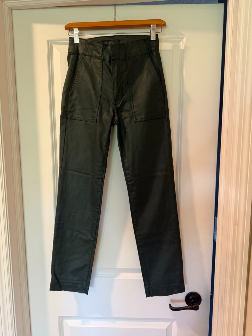 KUT from the Kloth Olive Coated High Rise Utility Pants Size 0